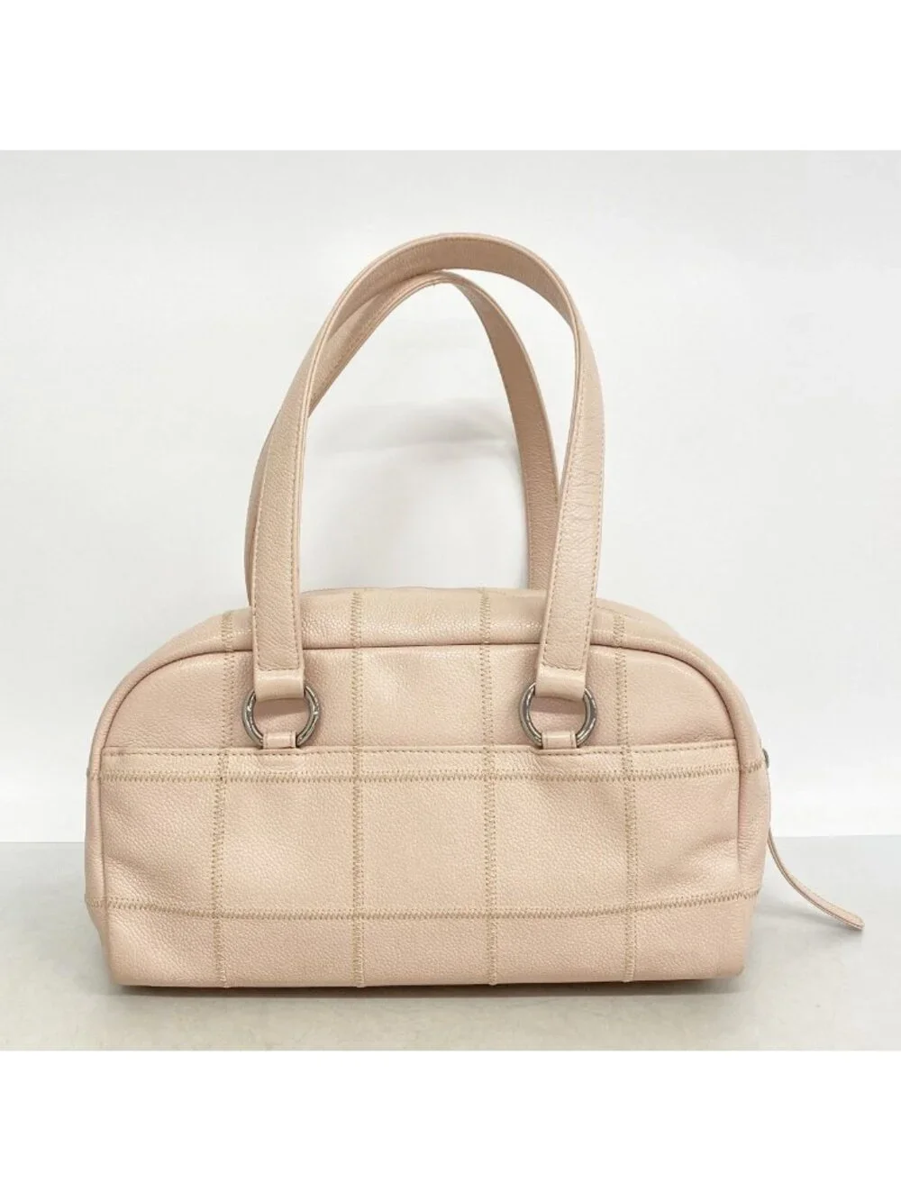 Chanel Handbag Choco Bar Caviar Leather Baby Pink Silver